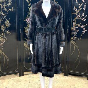Stylish Mid Length Vintage Merchant Furs Mink and Swakara Persian Lamb Fur Coat